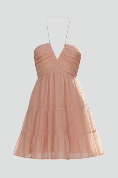 Kaia | Women’s Halter Mini Dress with Tiered Ruffle Skirt