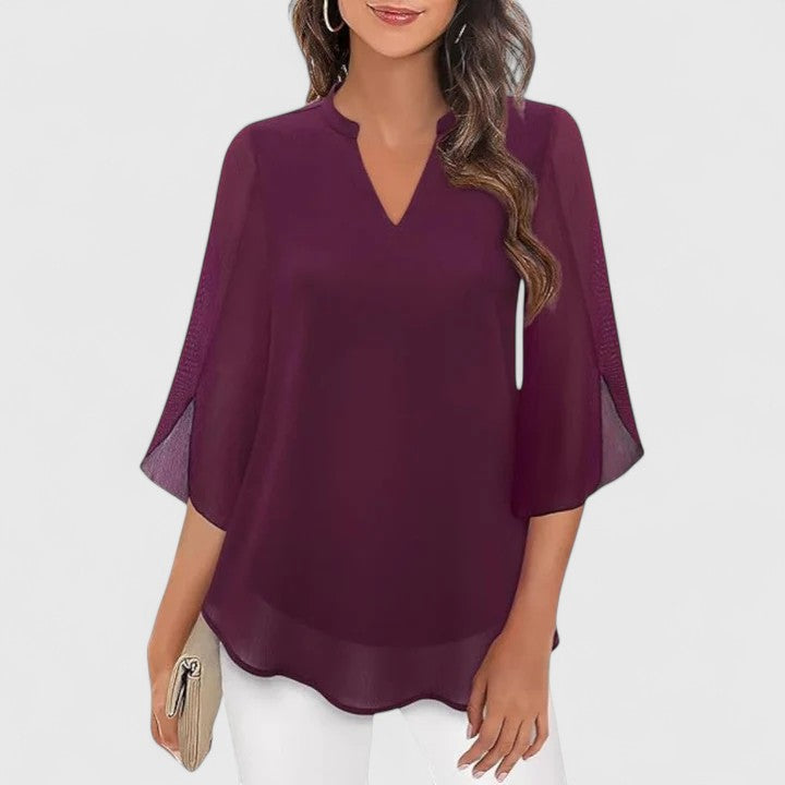 Camryn | Women’s Sophisticated Chiffon V-Neck Blouse