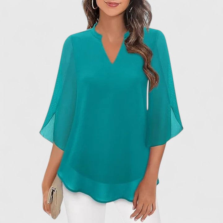 Camryn | Women’s Sophisticated Chiffon V-Neck Blouse
