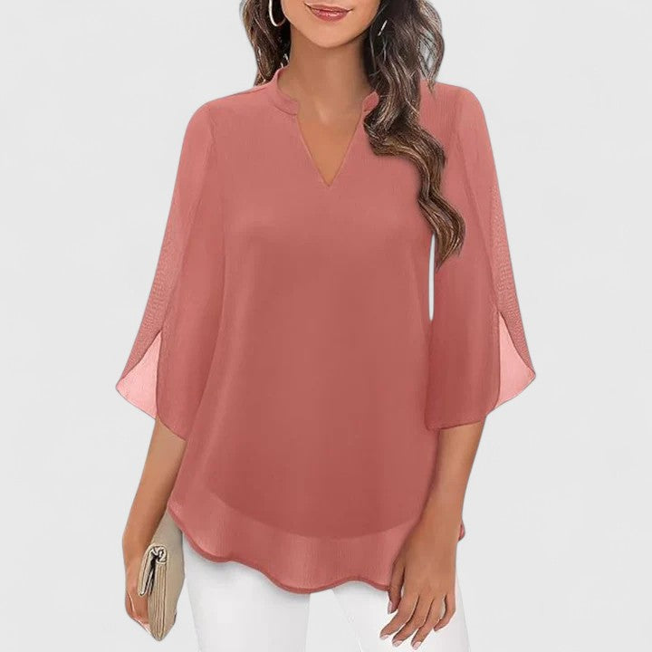 Camryn | Women’s Sophisticated Chiffon V-Neck Blouse