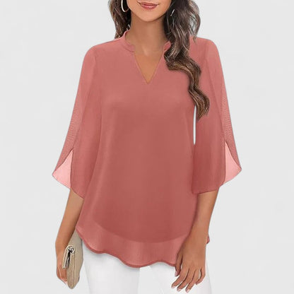 Camryn | Women’s Sophisticated Chiffon V-Neck Blouse