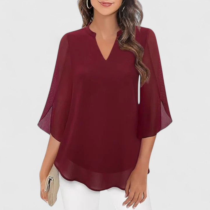 Camryn | Women’s Sophisticated Chiffon V-Neck Blouse