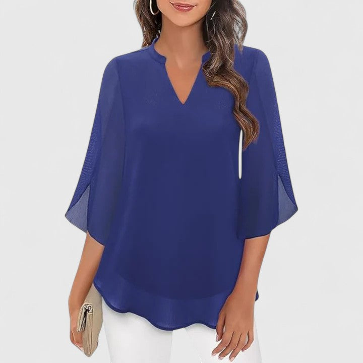 Camryn | Women’s Sophisticated Chiffon V-Neck Blouse