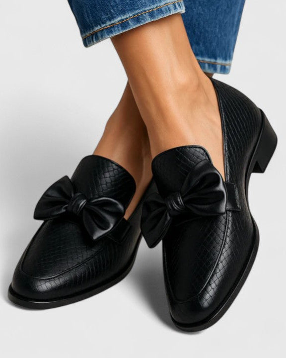 Elayna | Women’s Bow Detail Slip On Loafers