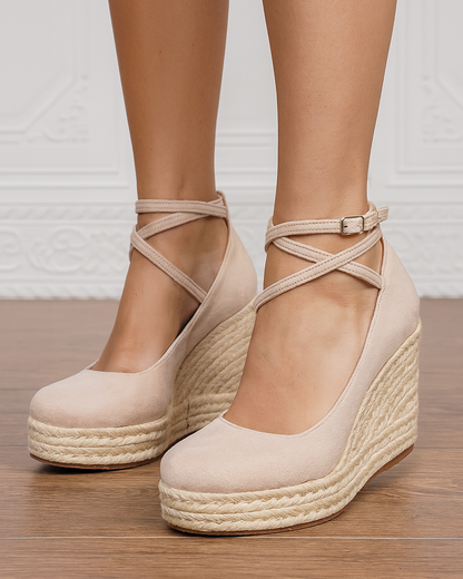 Marcella | Women’s Spring Cross Strap Espadrille Wedge Heels