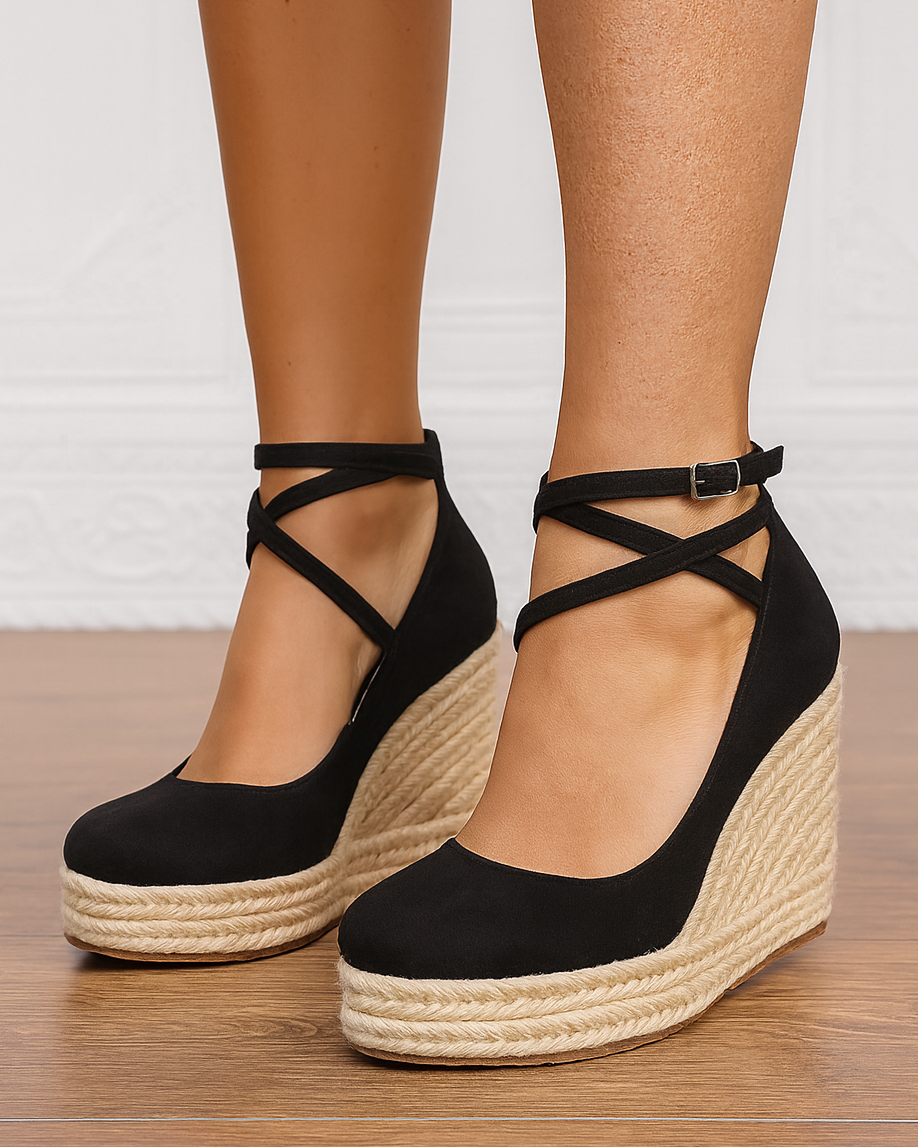 Marcella | Women’s Spring Cross Strap Espadrille Wedge Heels