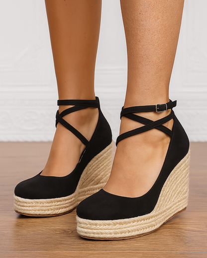 Marcella | Women’s Spring Cross Strap Espadrille Wedge Heels