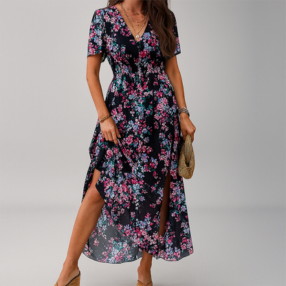 Esther | Women’s Floral Print Midi Dress with Soft Flowing Silhouette