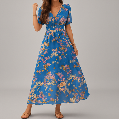 Esther | Women’s Floral Print Midi Dress with Soft Flowing Silhouette