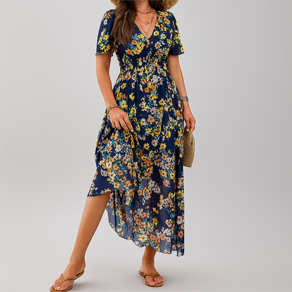 Esther | Women’s Floral Print Midi Dress with Soft Flowing Silhouette