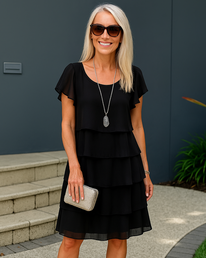 Rowella | Women’s Short-Sleeve Layered Spring Midi Dress