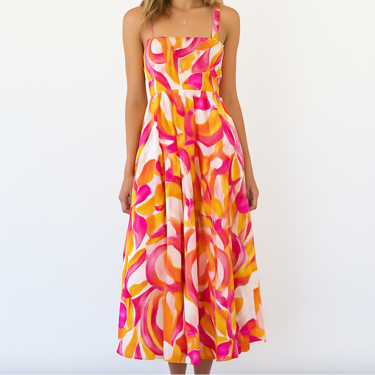 Lillian | Women’s Flowy Printed Spaghetti Strap Summer Dress