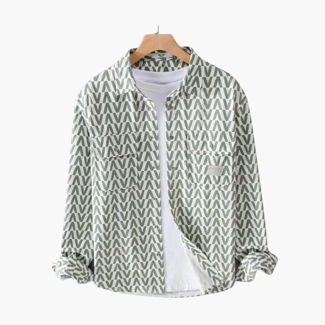 Micah | Men’s Long Sleeve Geometric Pattern Button-Up Shirt