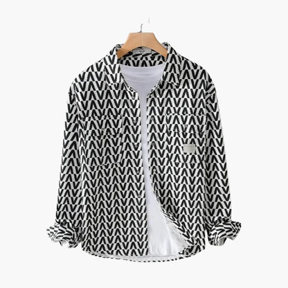 Micah | Men’s Long Sleeve Geometric Pattern Button-Up Shirt