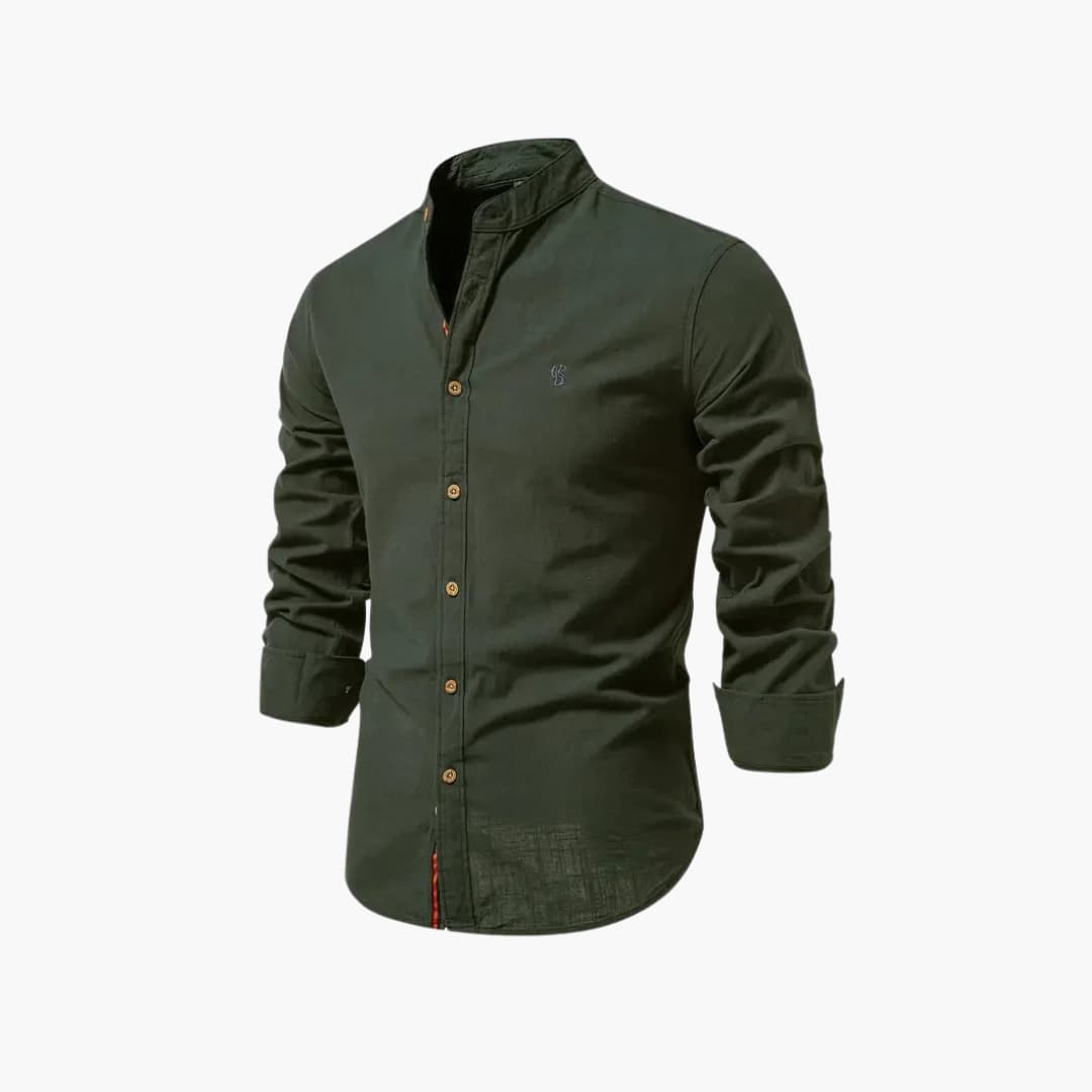 Weston | Men’s Long Sleeve Stand Collar Button-Front Shirt