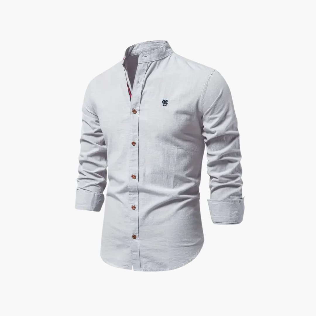 Weston | Men’s Long Sleeve Stand Collar Button-Front Shirt