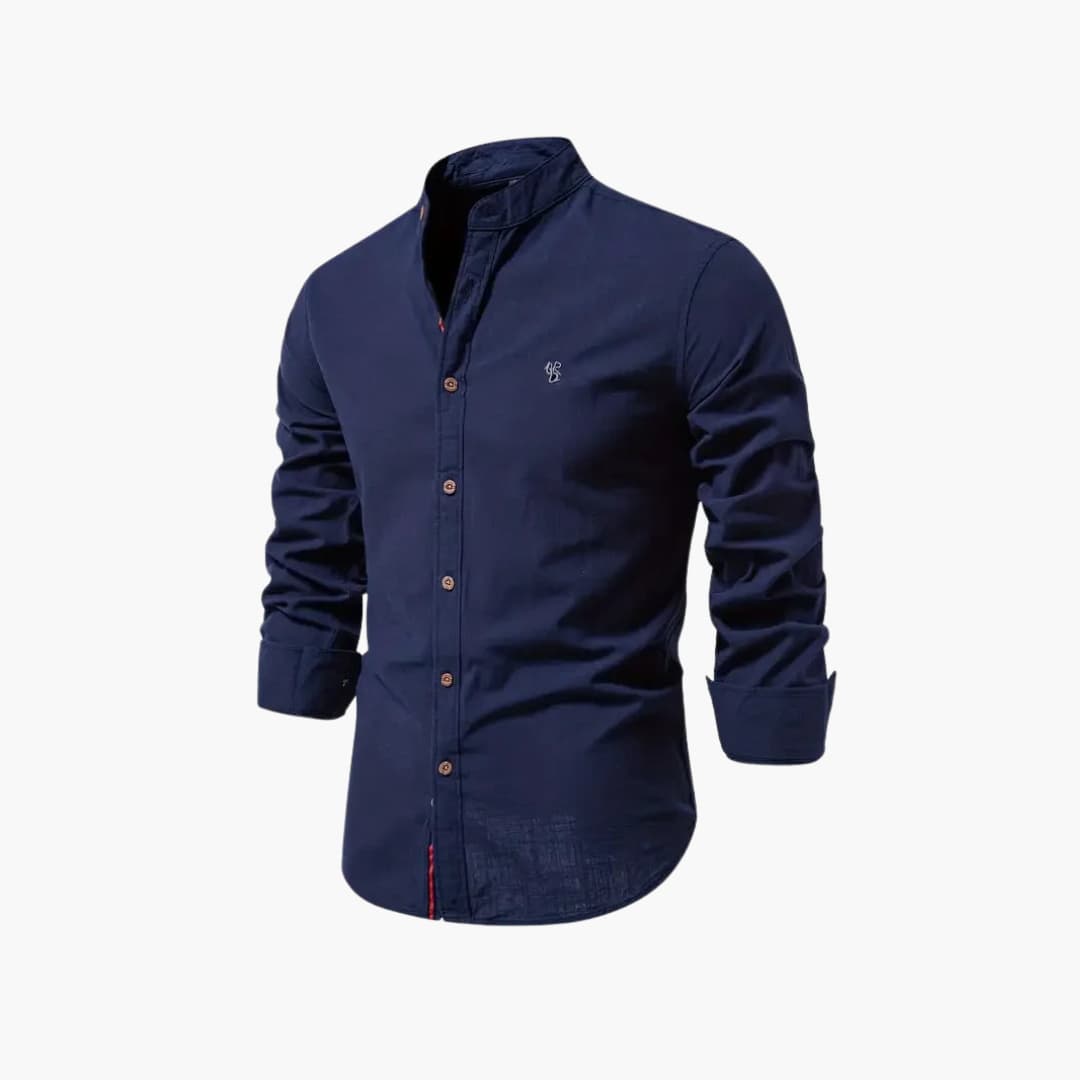 Weston | Men’s Long Sleeve Stand Collar Button-Front Shirt