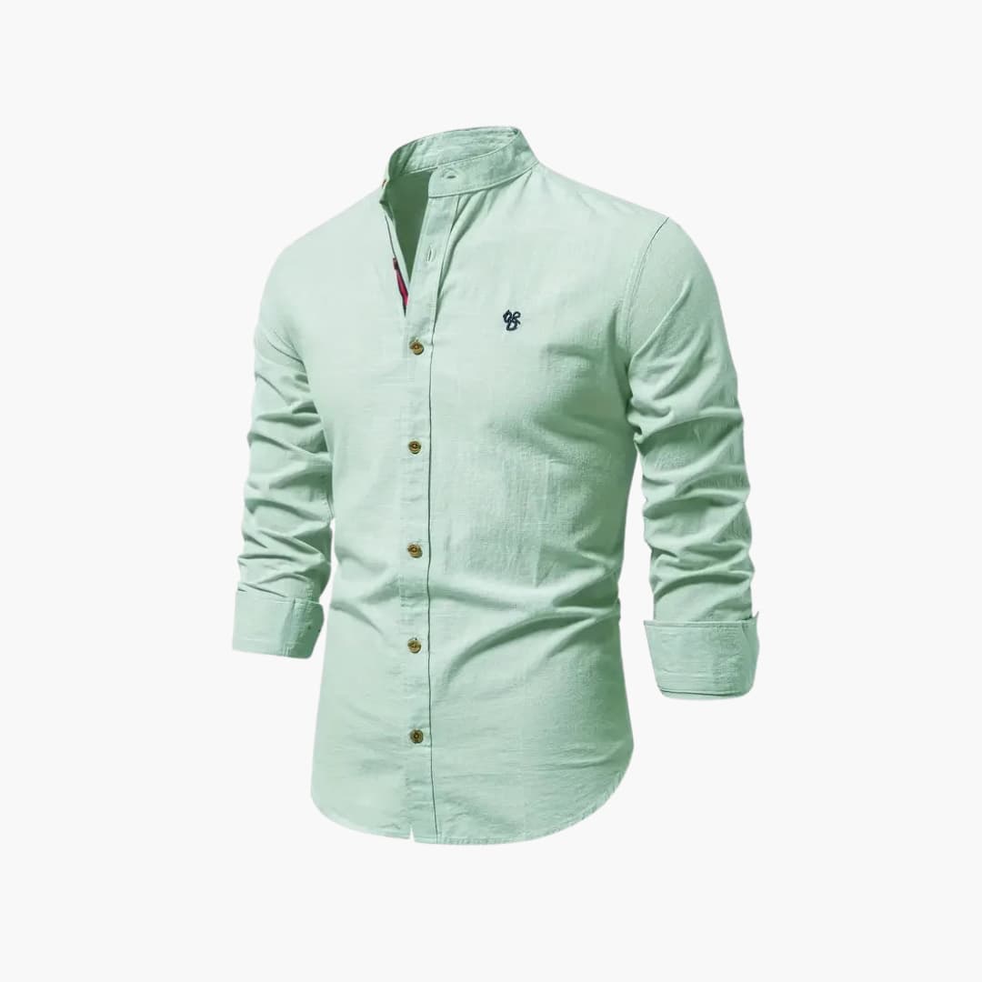 Weston | Men’s Long Sleeve Stand Collar Button-Front Shirt