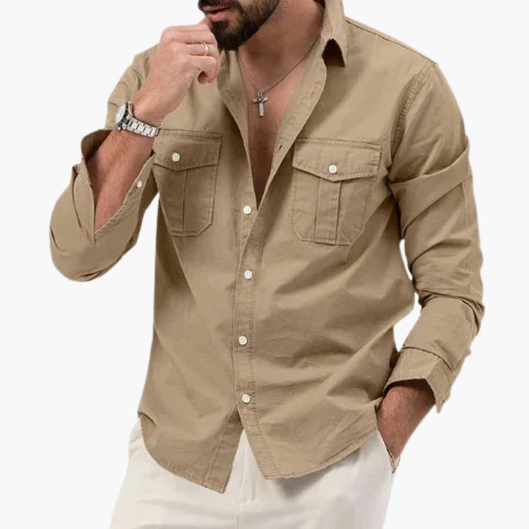 Colton | Men’s Long Sleeve Chest Pocket Button-Up Shirt