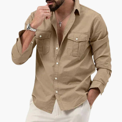 Colton | Men’s Long Sleeve Chest Pocket Button-Up Shirt