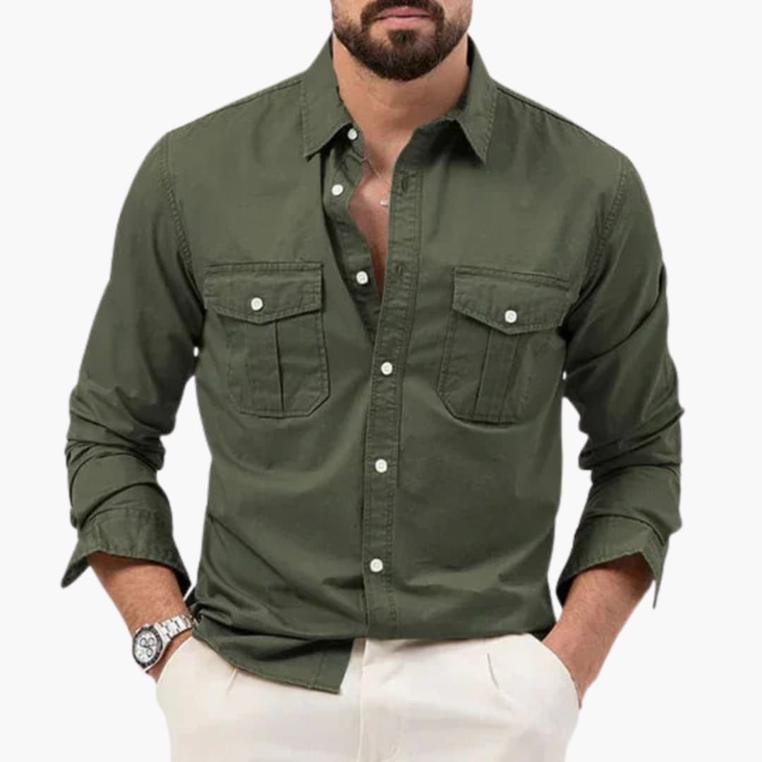 Colton | Men’s Long Sleeve Chest Pocket Button-Up Shirt