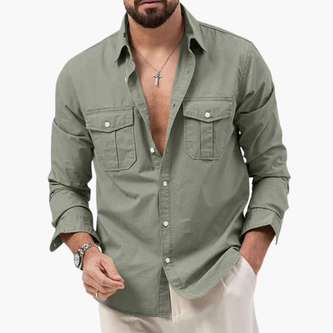 Colton | Men’s Long Sleeve Chest Pocket Button-Up Shirt
