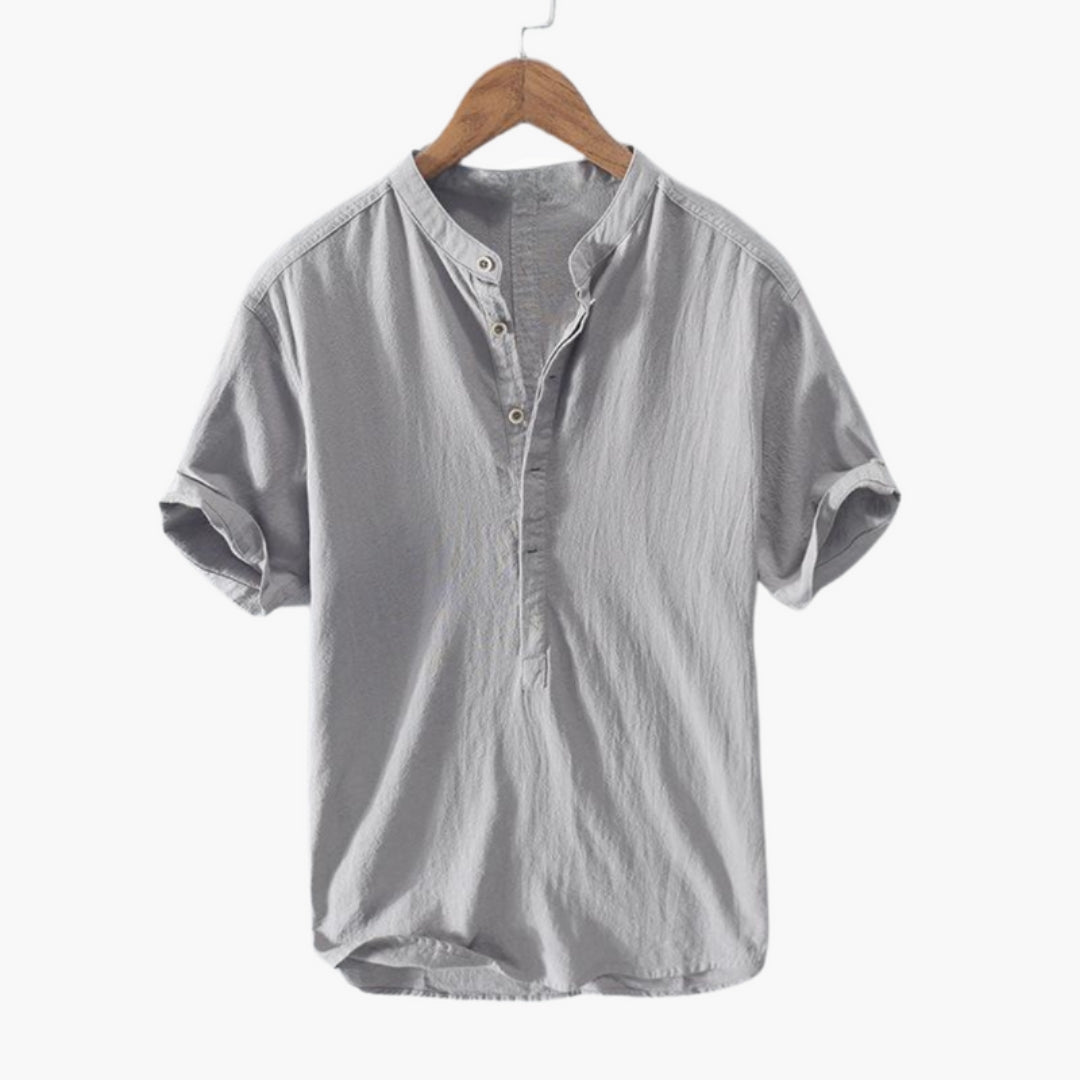 Harrison | Men’s Stand Collar Short Sleeve Button-Up Shirt