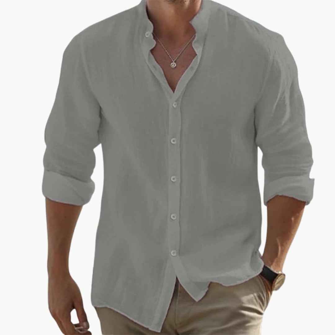 Wyatt | Men’s Stand Collar Button-Up Shirt