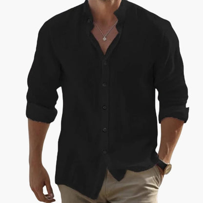 Wyatt | Men’s Stand Collar Button-Up Shirt