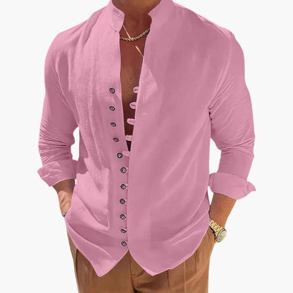 Nolan | Men’s Stand Collar Plain Button-Up Shirt