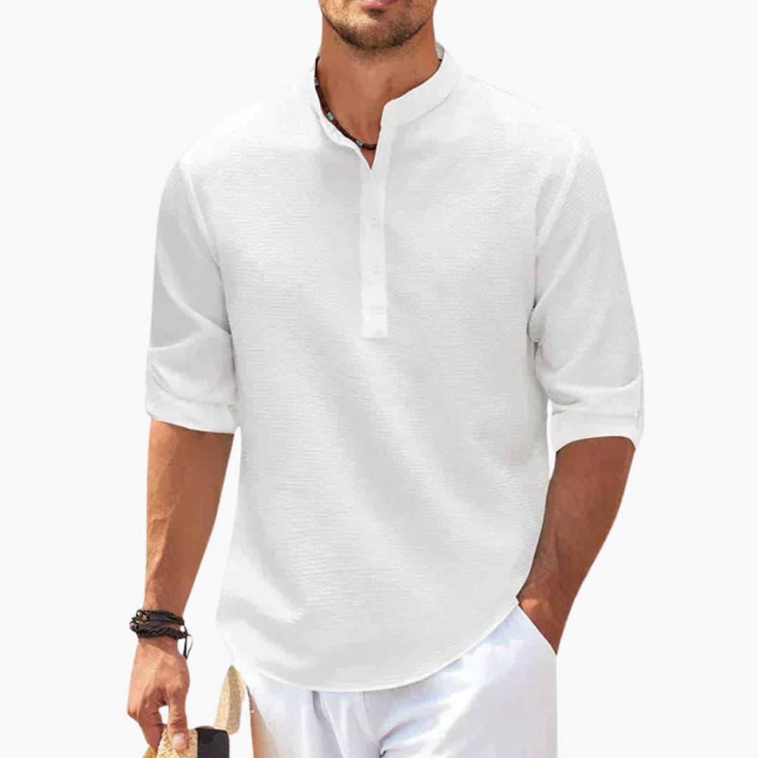 Gideon | Men’s Tunisian Collar Three-Quarter Sleeve Shirt