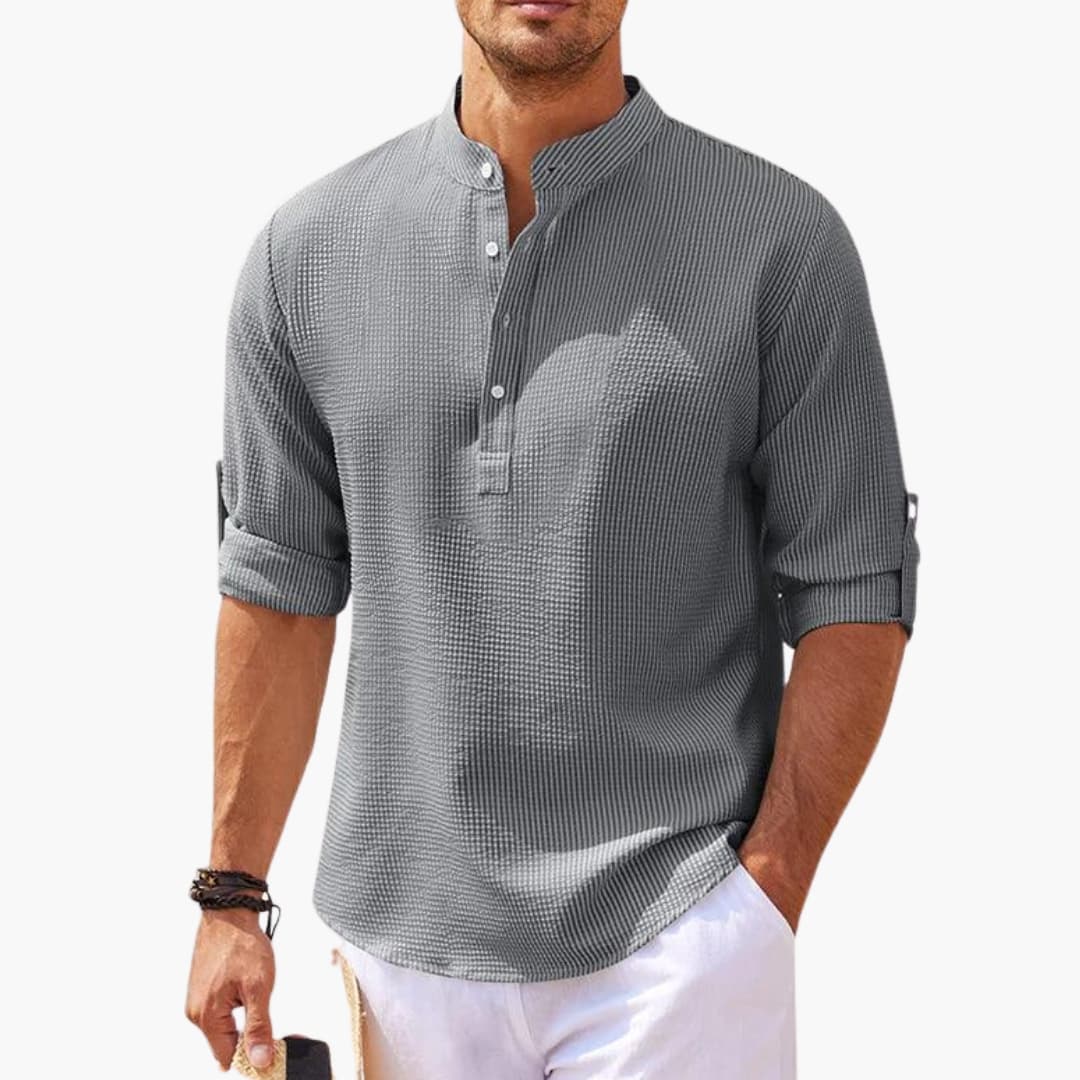 Gideon | Men’s Tunisian Collar Three-Quarter Sleeve Shirt