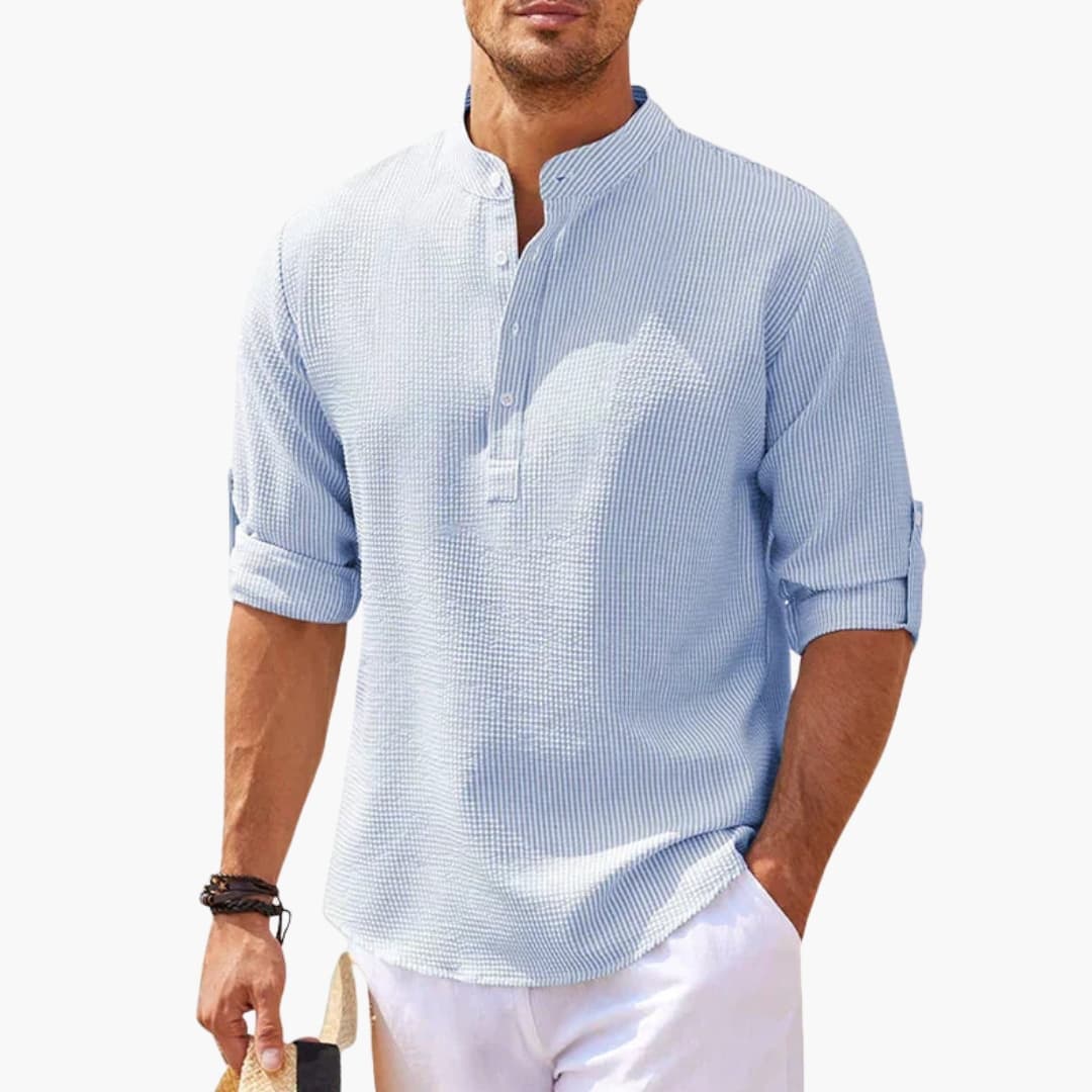 Gideon | Men’s Tunisian Collar Three-Quarter Sleeve Shirt