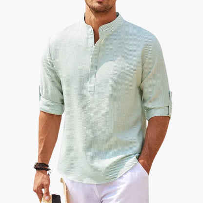 Gideon | Men’s Tunisian Collar Three-Quarter Sleeve Shirt