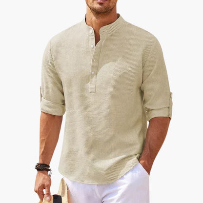 Gideon | Men’s Tunisian Collar Three-Quarter Sleeve Shirt