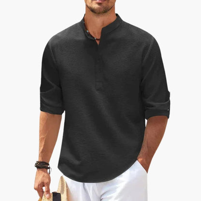 Gideon | Men’s Tunisian Collar Three-Quarter Sleeve Shirt