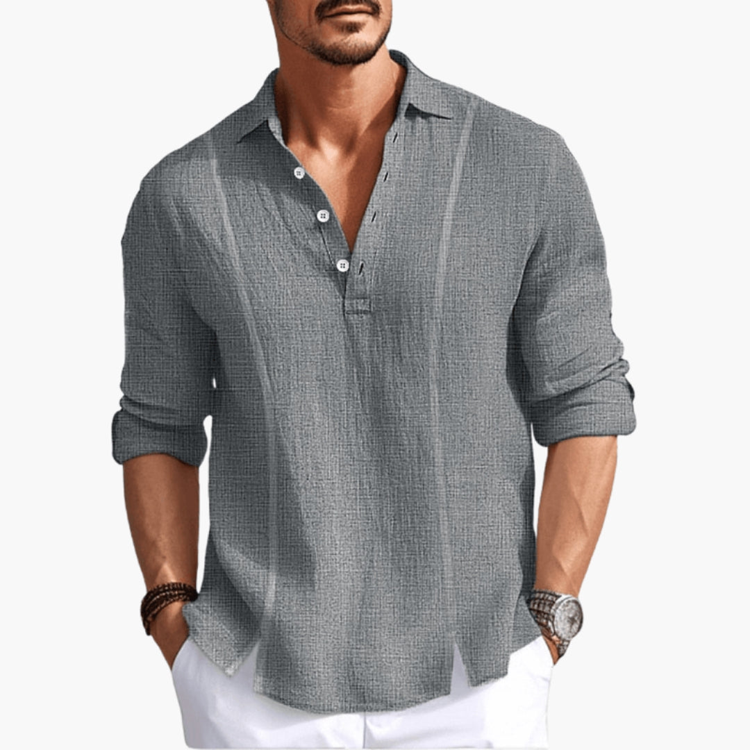 Declan | Men’s V-Neck Button Placket Shirt