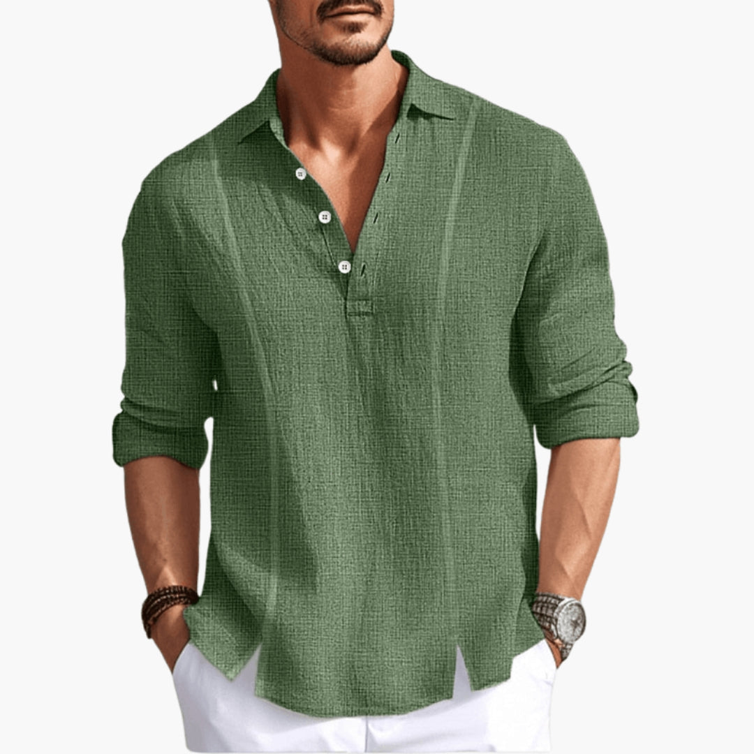 Declan | Men’s V-Neck Button Placket Shirt