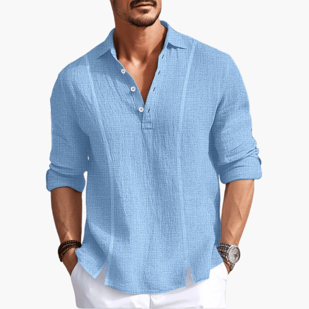 Declan | Men’s V-Neck Button Placket Shirt