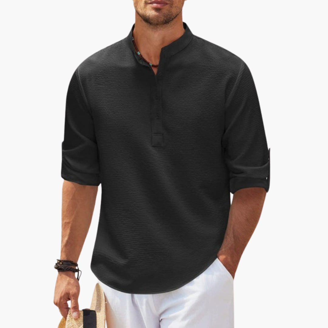 Easton | Men’s Henley Collar Roll-Up Sleeve Shirt