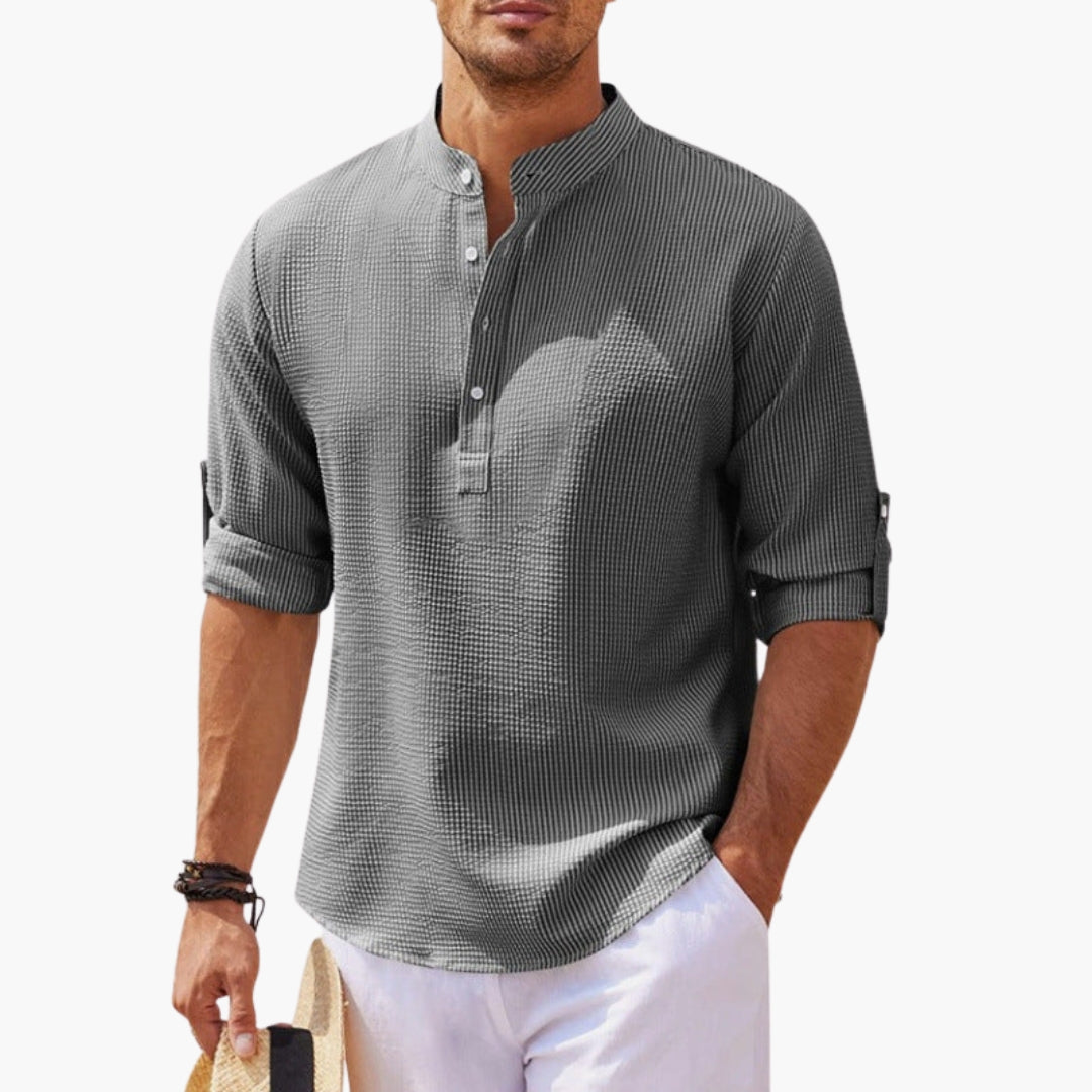 Easton | Men’s Henley Collar Roll-Up Sleeve Shirt