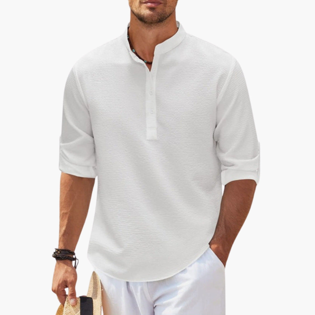 Easton | Men’s Henley Collar Roll-Up Sleeve Shirt