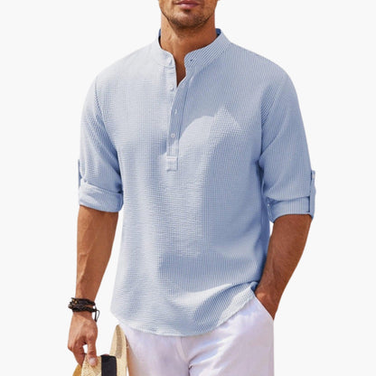 Easton | Men’s Henley Collar Roll-Up Sleeve Shirt