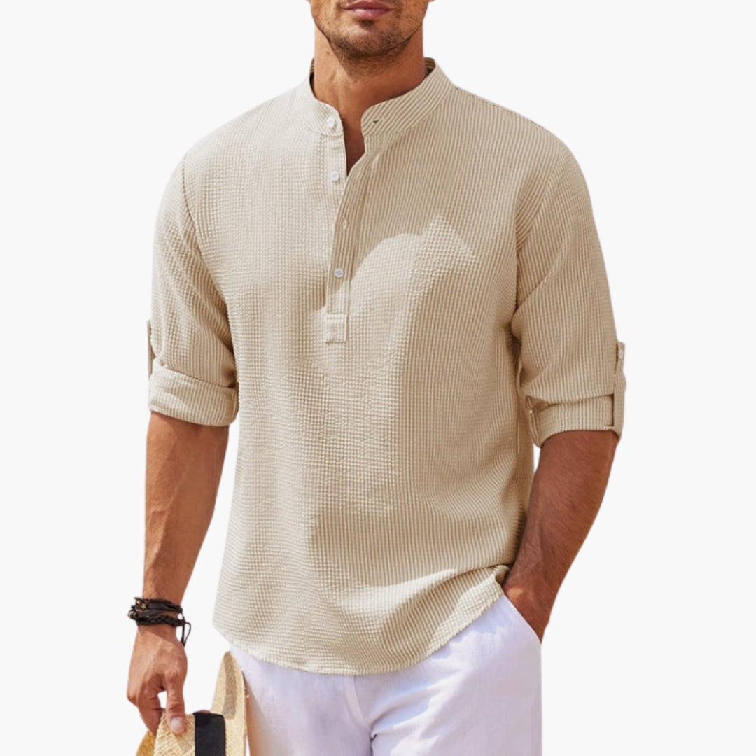 Easton | Men’s Henley Collar Roll-Up Sleeve Shirt