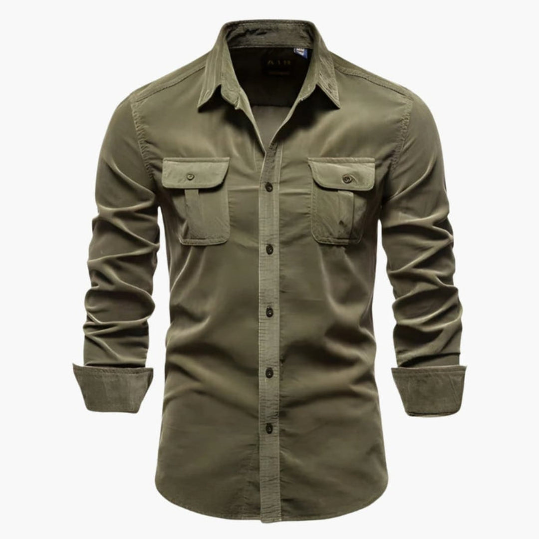 Carter | Men’s Long Sleeve Dual Chest Pocket Button-Up Shirt