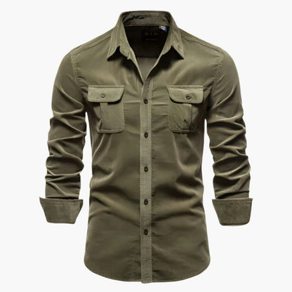 Carter | Men’s Long Sleeve Dual Chest Pocket Button-Up Shirt
