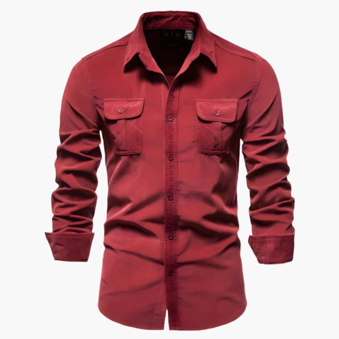 Carter | Men’s Long Sleeve Dual Chest Pocket Button-Up Shirt