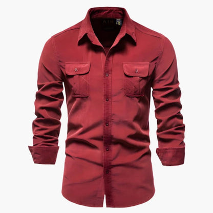 Carter | Men’s Long Sleeve Dual Chest Pocket Button-Up Shirt