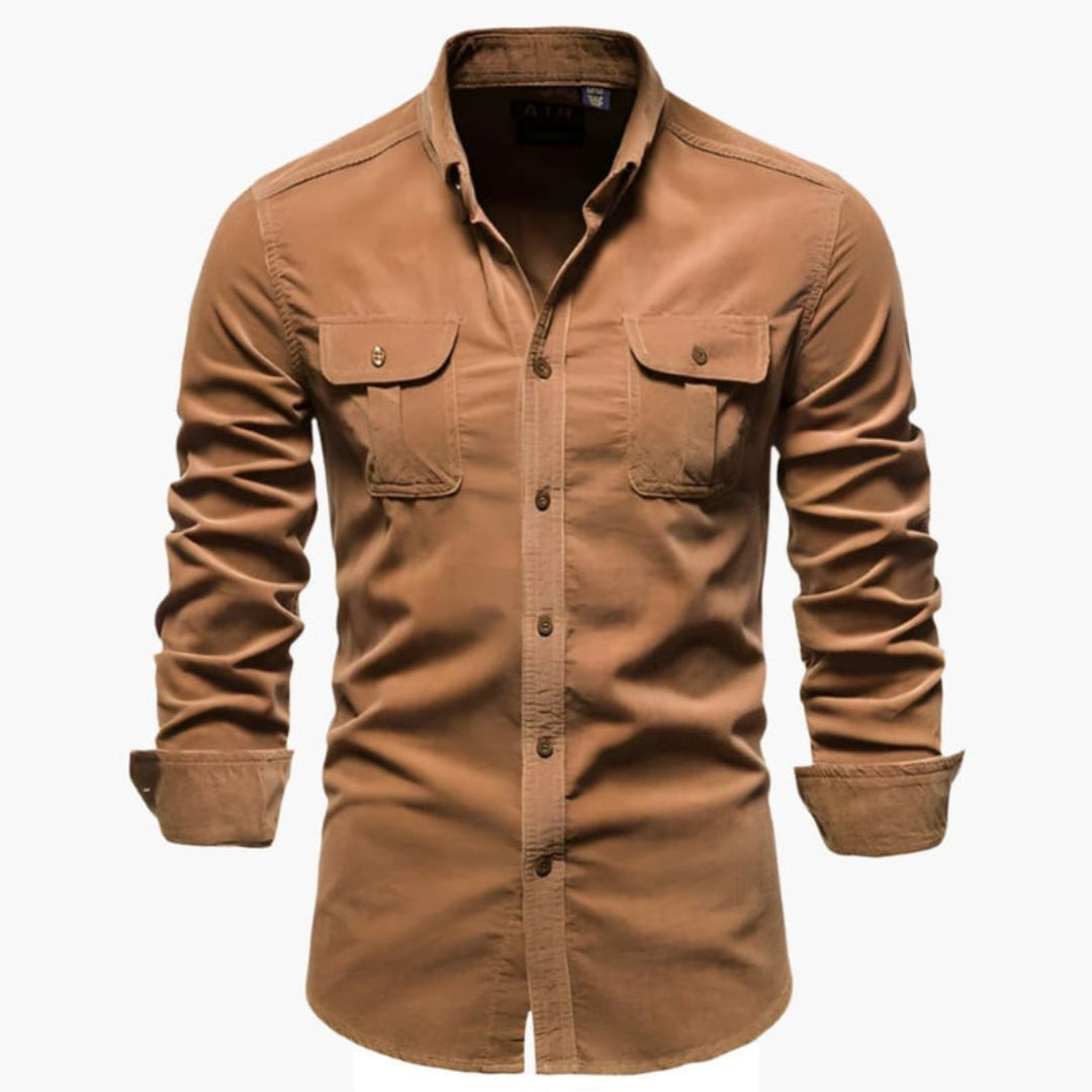 Carter | Men’s Long Sleeve Dual Chest Pocket Button-Up Shirt