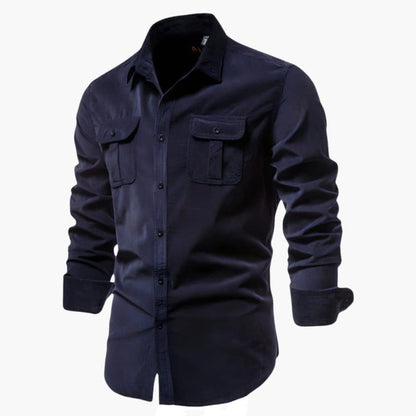 Carter | Men’s Long Sleeve Dual Chest Pocket Button-Up Shirt